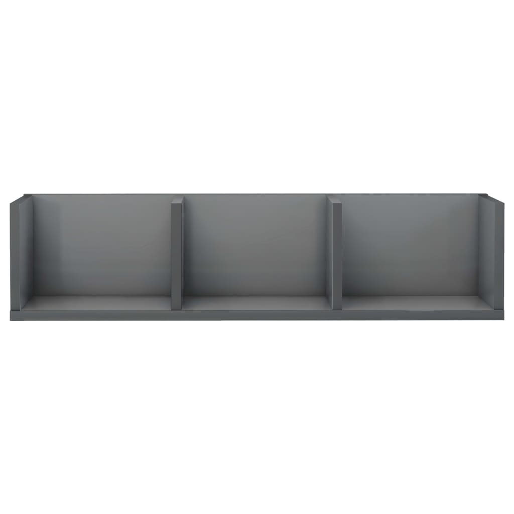 Cd-wandschap 75x18x18 cm bewerkt hout hoogglans grijs