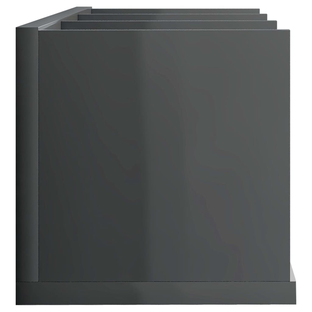 Cd-wandschap 75x18x18 cm bewerkt hout hoogglans grijs
