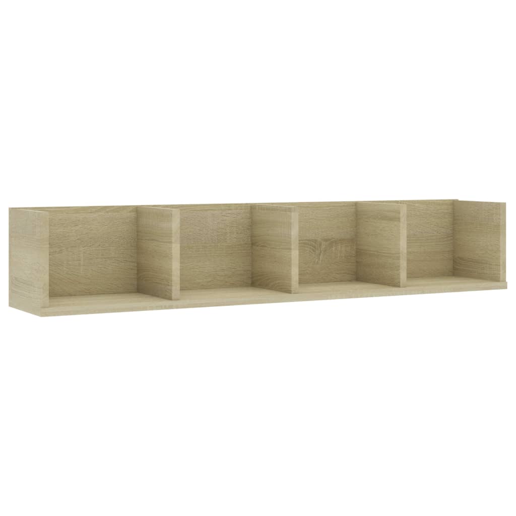 Cd-wandschap 100x18x18 cm bewerkt hout sonoma eikenkleurig is nu te koop bij PeponiXL, paradijselijk wonen!