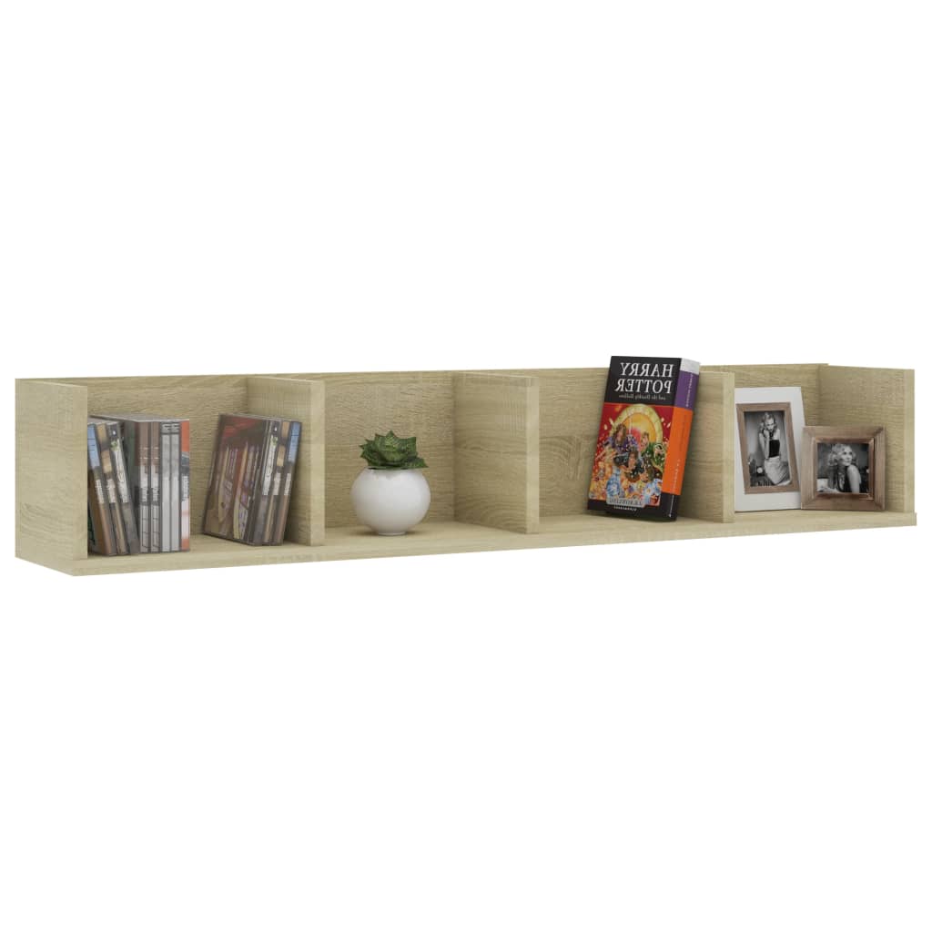 Cd-wandschap 100x18x18 cm bewerkt hout sonoma eikenkleurig is nu te koop bij PeponiXL, paradijselijk wonen!