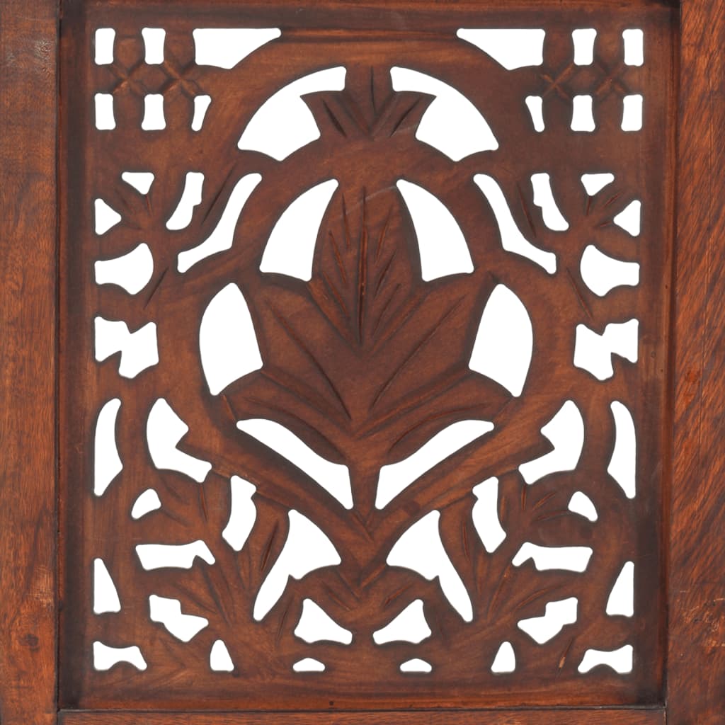 Kamerscherm 5 panelen handgesneden 200x165 cm mangohout bruin is nu te koop bij PeponiXL, paradijselijk wonen!