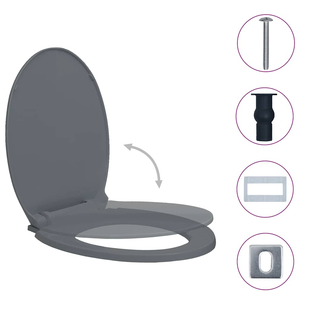 Toiletbril soft-close en quick-release ovaal grijs is nu te koop bij PeponiXL, paradijselijk wonen!