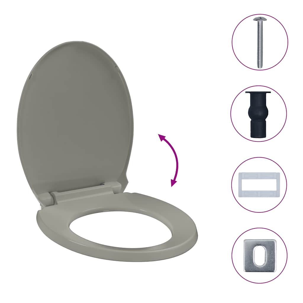 Toiletbril soft-close en quick-release ovaal grijs is nu te koop bij PeponiXL, paradijselijk wonen!
