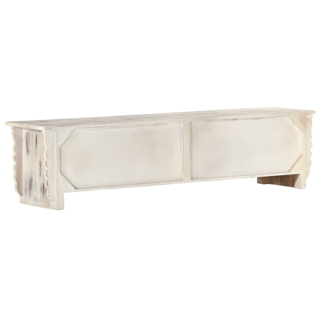 Tv-meubel 140x30x35 cm massief mangohout wit is nu te koop bij PeponiXL, paradijselijk wonen!