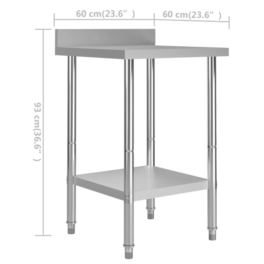 Keukenwerktafel met spatscherm 60x60x93 cm roestvrij staal is nu te koop bij PeponiXL, paradijselijk wonen!