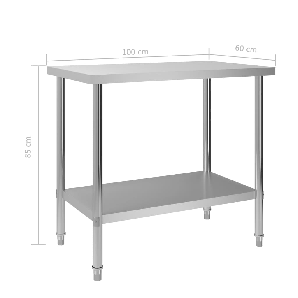 Keukenwerktafel 100x60x85 cm roestvrij staal is nu te koop bij PeponiXL, paradijselijk wonen!