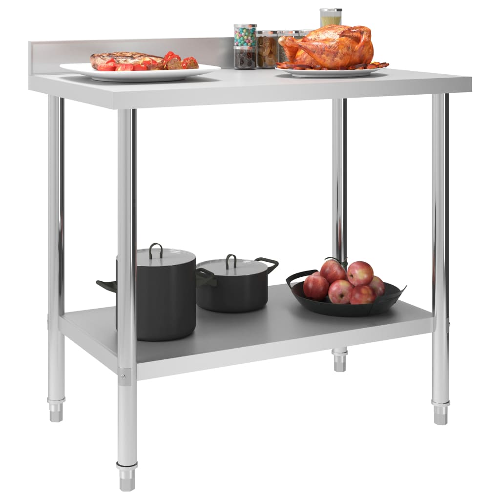 Keukenwerktafel met spatscherm 100x60x93 cm roestvrij staal is nu te koop bij PeponiXL, paradijselijk wonen!