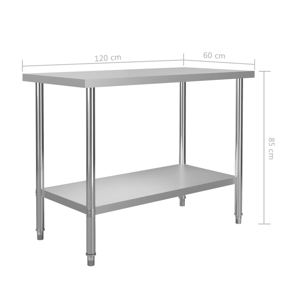 Keukenwerktafel 120x60x85 cm roestvrij staal is nu te koop bij PeponiXL, paradijselijk wonen!