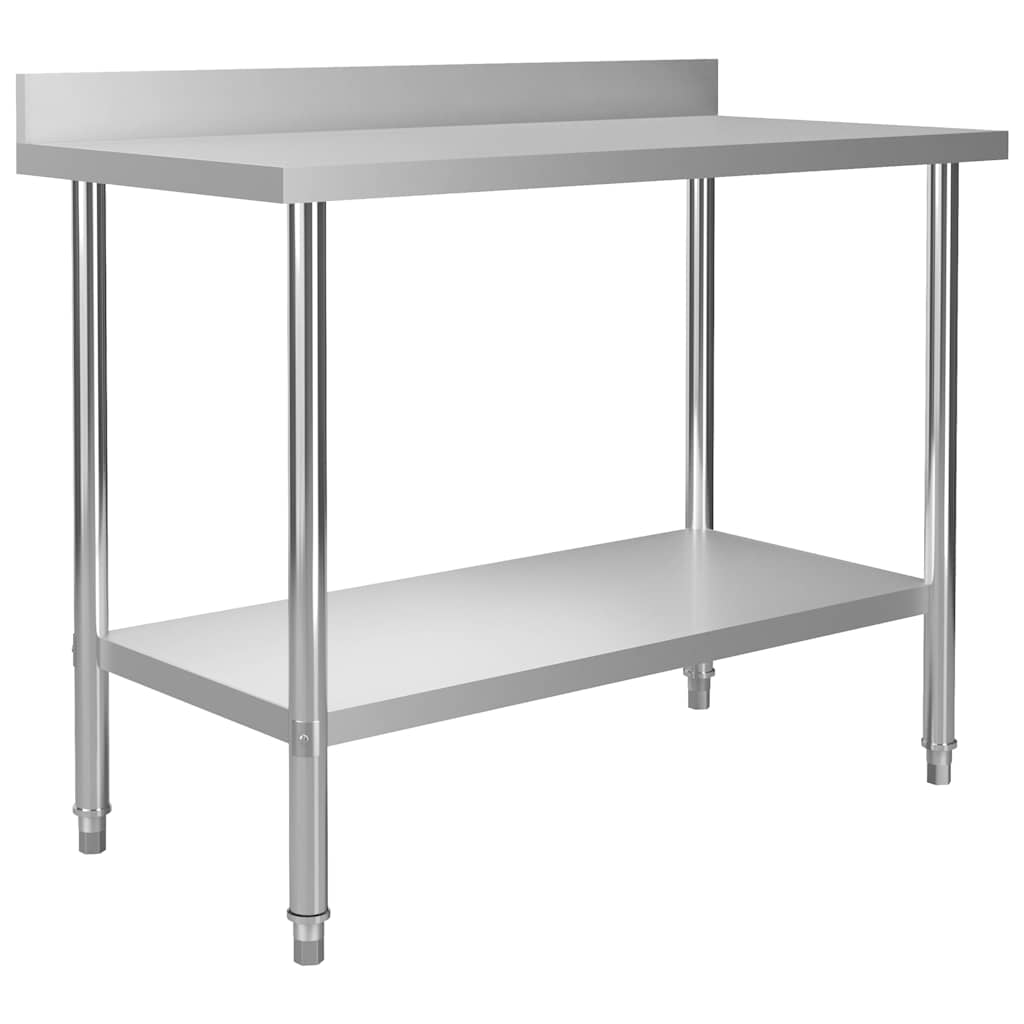 Keukenwerktafel met spatscherm 120x60x93 cm roestvrij staal is nu te koop bij PeponiXL, paradijselijk wonen!