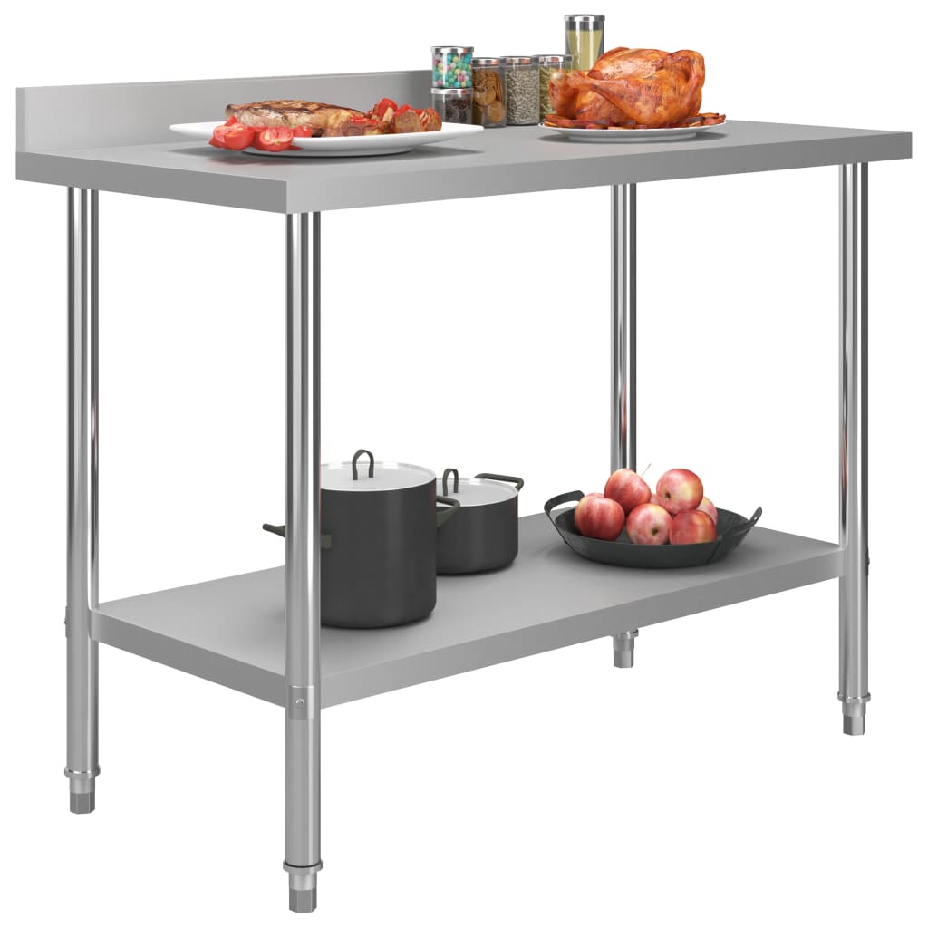 Keukenwerktafel met spatscherm 120x60x93 cm roestvrij staal is nu te koop bij PeponiXL, paradijselijk wonen!