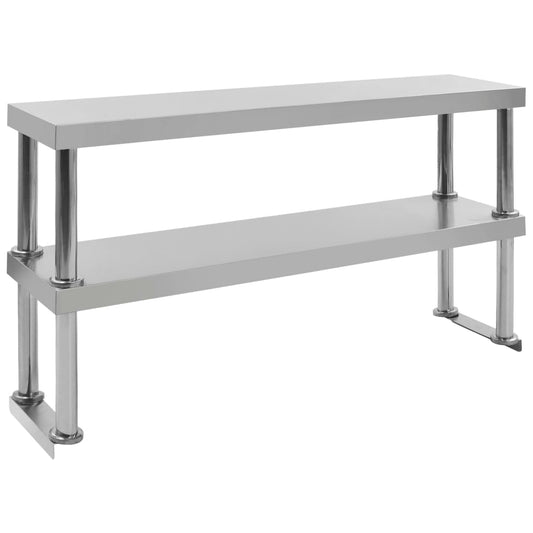 Verhoging voor werktafel 2-laags 120x30x65 cm roestvrij staal is nu te koop bij PeponiXL, paradijselijk wonen!