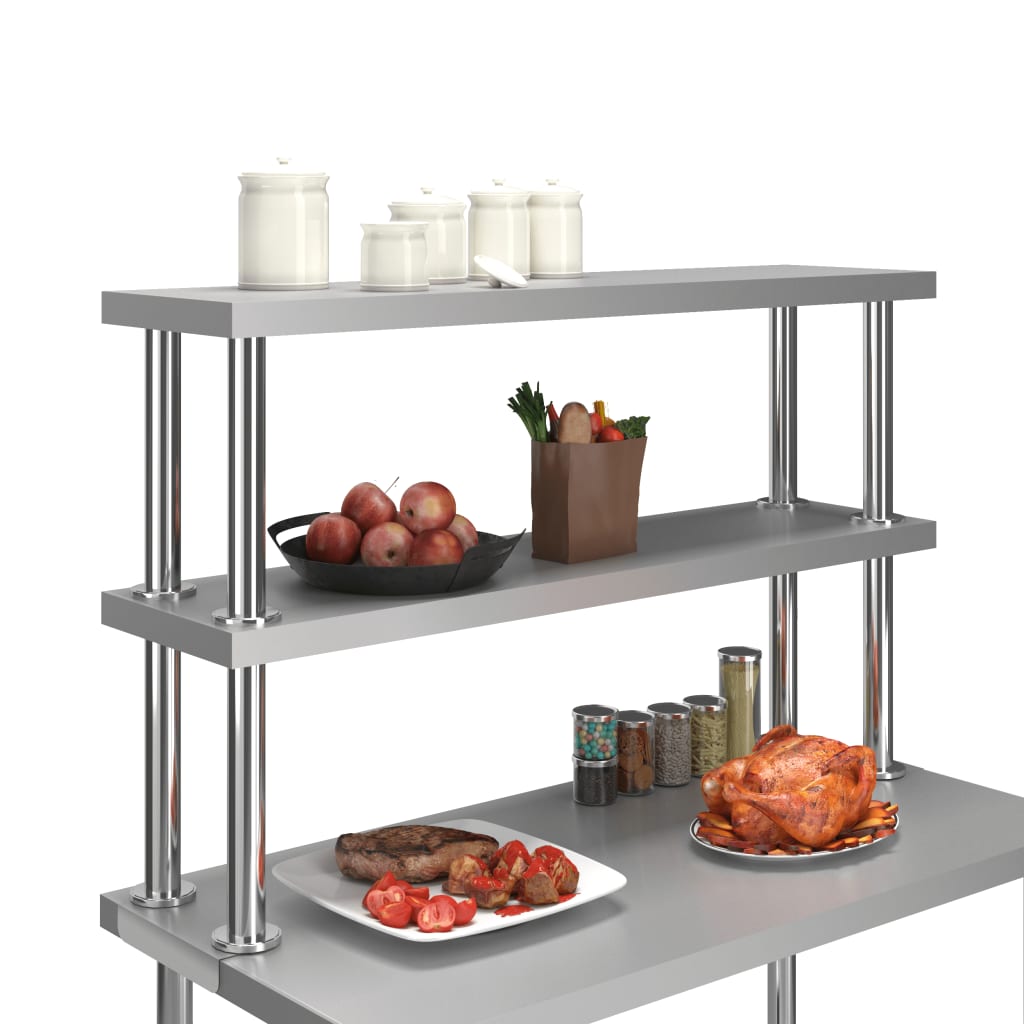 Verhoging voor werktafel 2-laags 120x30x65 cm roestvrij staal is nu te koop bij PeponiXL, paradijselijk wonen!