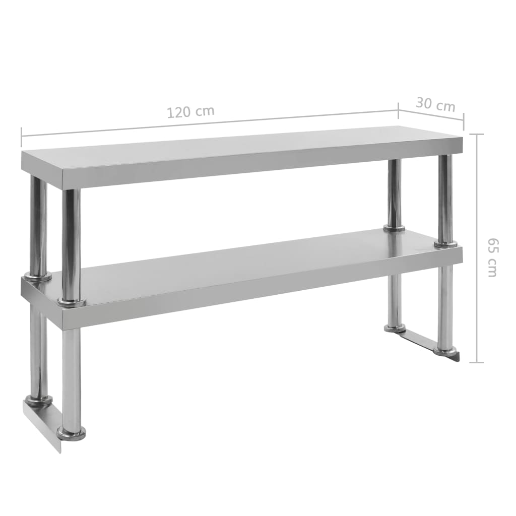 Verhoging voor werktafel 2-laags 120x30x65 cm roestvrij staal is nu te koop bij PeponiXL, paradijselijk wonen!