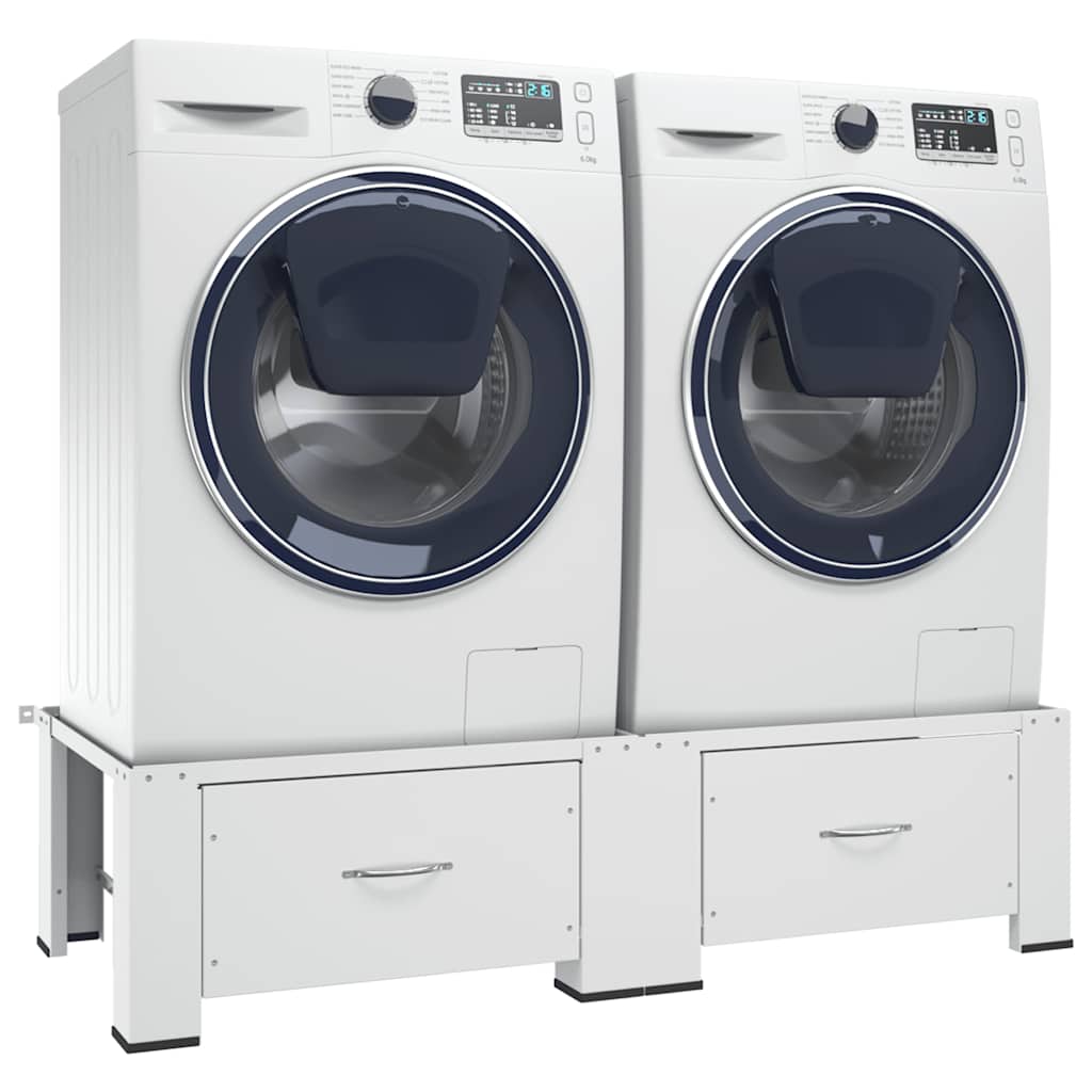 Wasmachine- en drogerverhoger dubbel met lades wit is nu te koop bij PeponiXL, paradijselijk wonen!