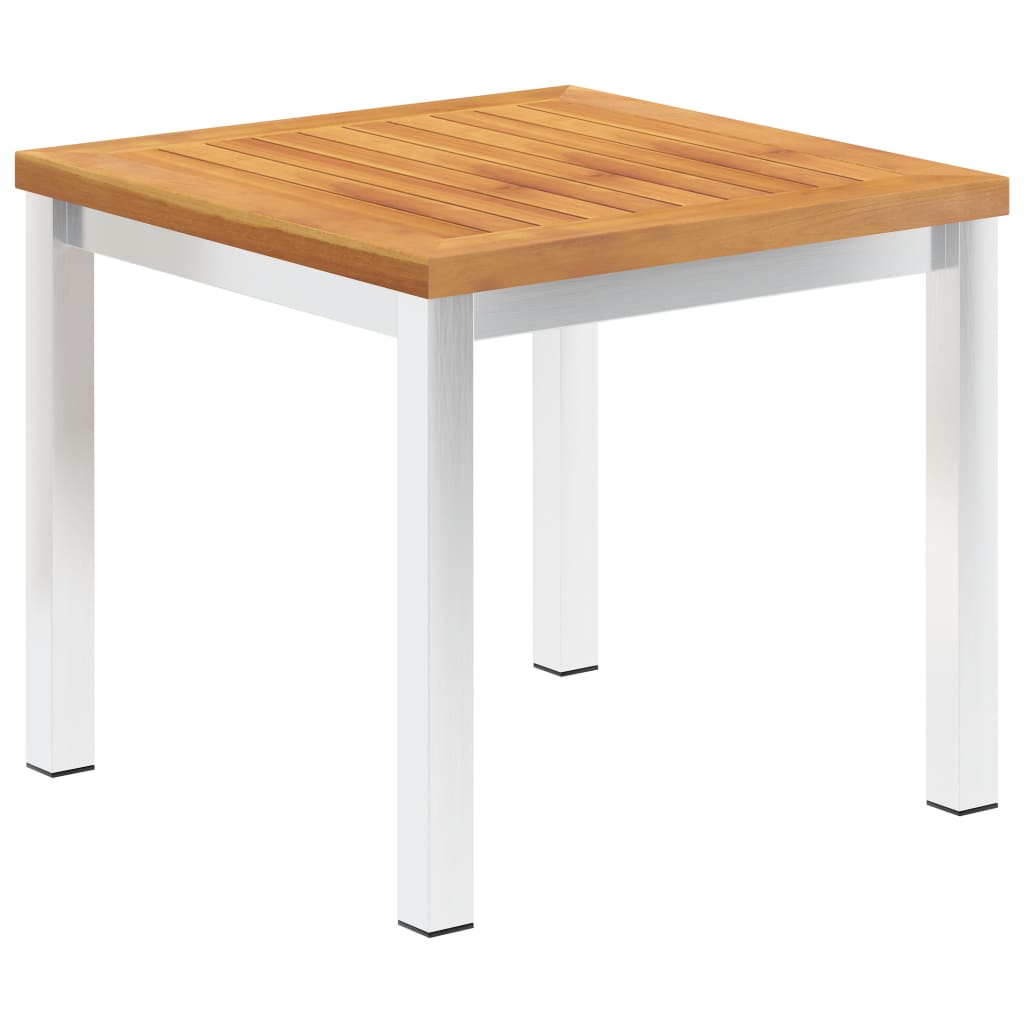 Tuinbijzettafel 45x45x38 cm massief acaciahout roestvrij staal is nu te koop bij PeponiXL, paradijselijk wonen!