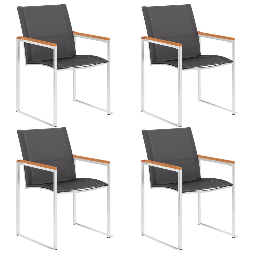 Tuinstoelen 4 st textileen en roestvrij staal grijs is nu te koop bij PeponiXL, paradijselijk wonen!