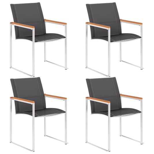 Tuinstoelen 4 st textileen en roestvrij staal grijs is nu te koop bij PeponiXL, paradijselijk wonen!