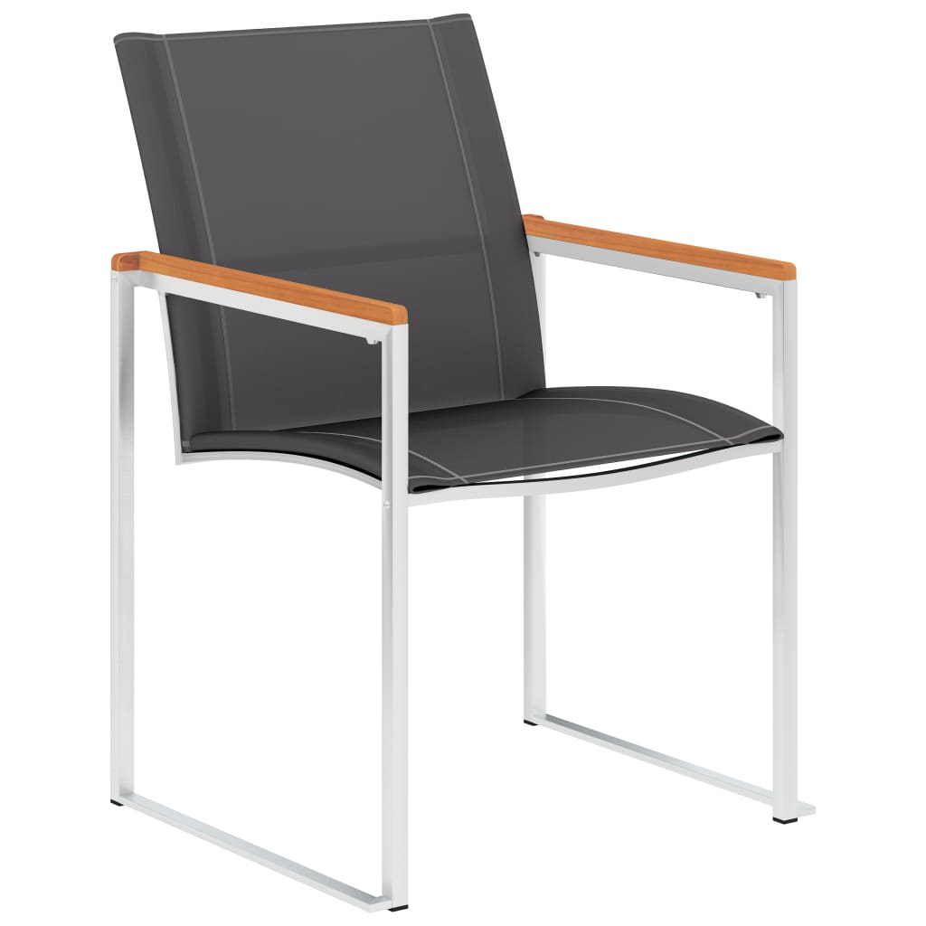 Tuinstoelen 4 st textileen en roestvrij staal grijs is nu te koop bij PeponiXL, paradijselijk wonen!