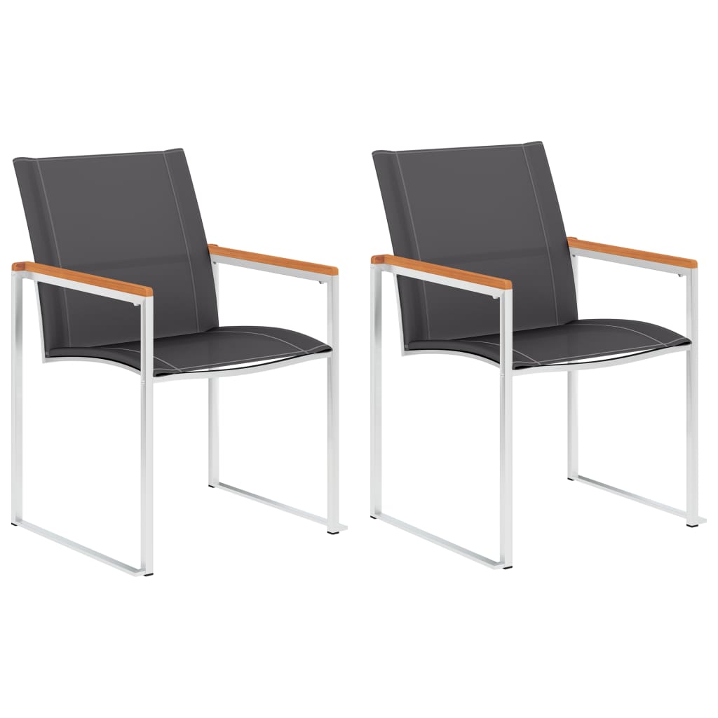 Tuinstoelen 2 st textileen en roestvrij staal grijs is nu te koop bij PeponiXL, paradijselijk wonen!