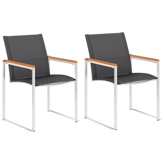 Tuinstoelen 2 st textileen en roestvrij staal grijs is nu te koop bij PeponiXL, paradijselijk wonen!