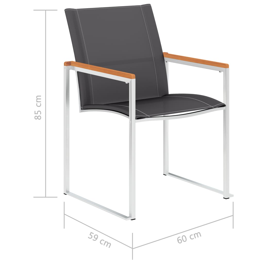 Tuinstoelen 2 st textileen en roestvrij staal grijs is nu te koop bij PeponiXL, paradijselijk wonen!