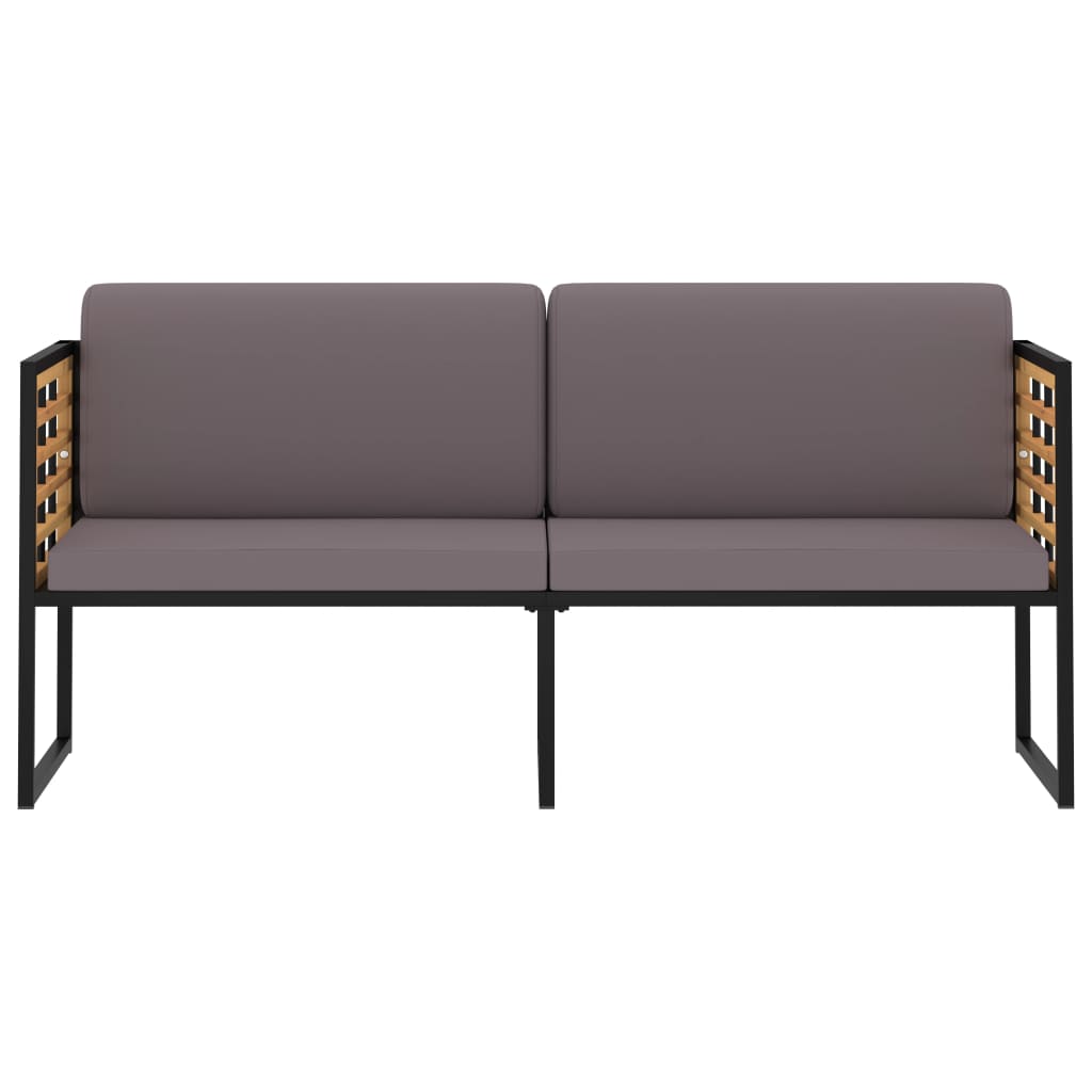 Tuinbank met kussens 136 cm massief acaciahout donkergrijs is nu te koop bij PeponiXL, paradijselijk wonen!