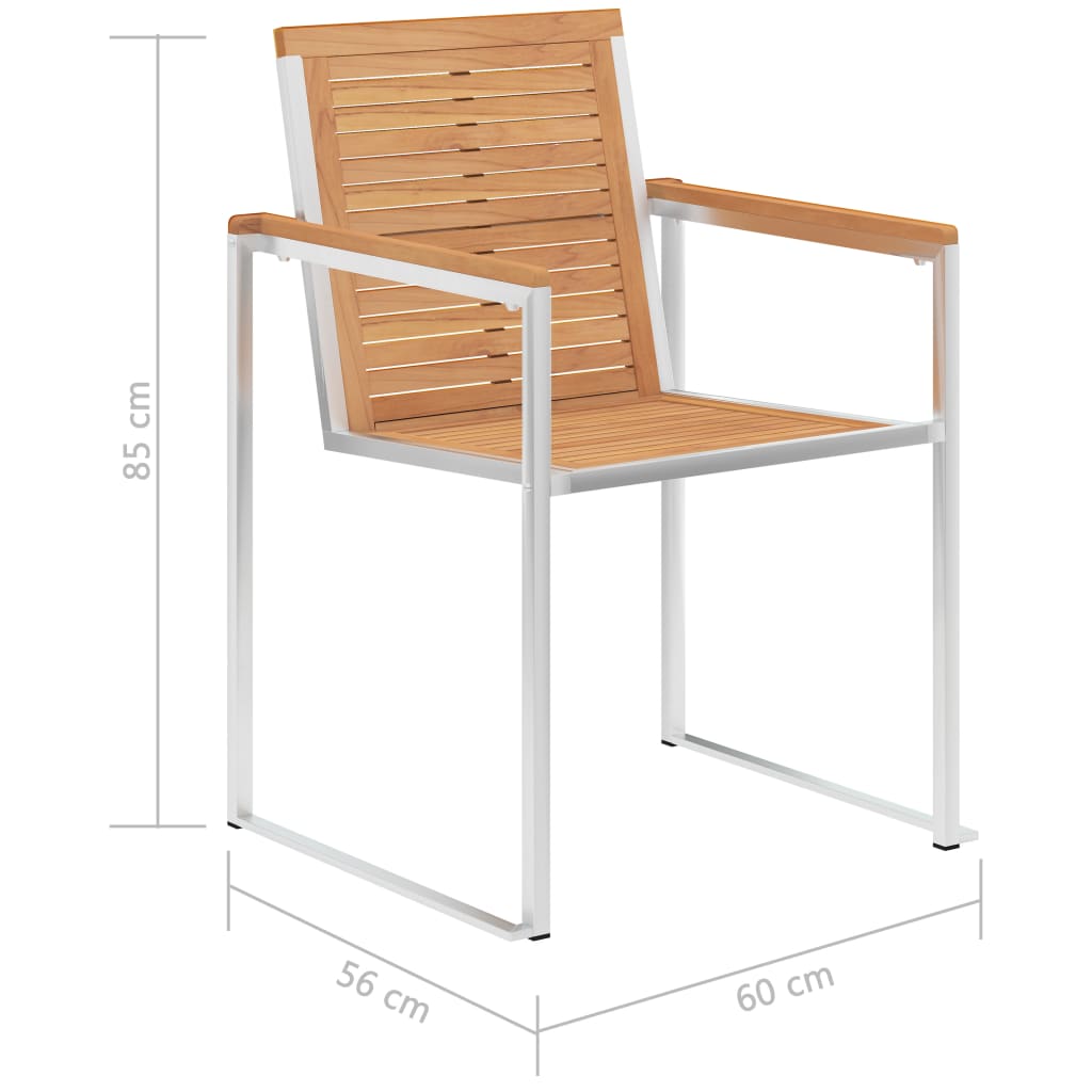 Tuinstoelen 2 st massief teakhout en roestvrij staal is nu te koop bij PeponiXL, paradijselijk wonen!