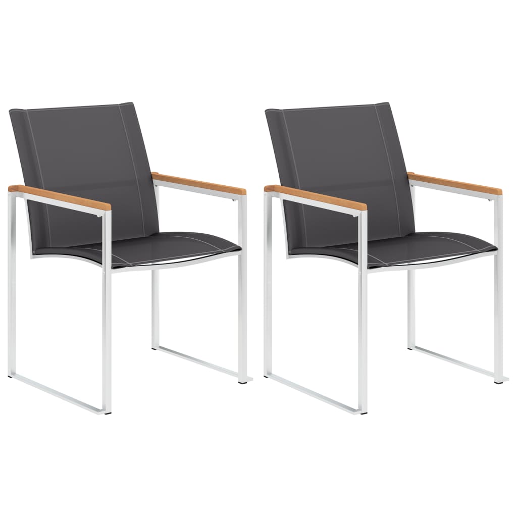 Tuinstoelen 2 st textileen en roestvrij staal grijs is nu te koop bij PeponiXL, paradijselijk wonen!