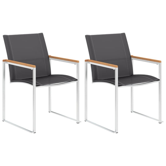 Tuinstoelen 2 st textileen en roestvrij staal grijs is nu te koop bij PeponiXL, paradijselijk wonen!