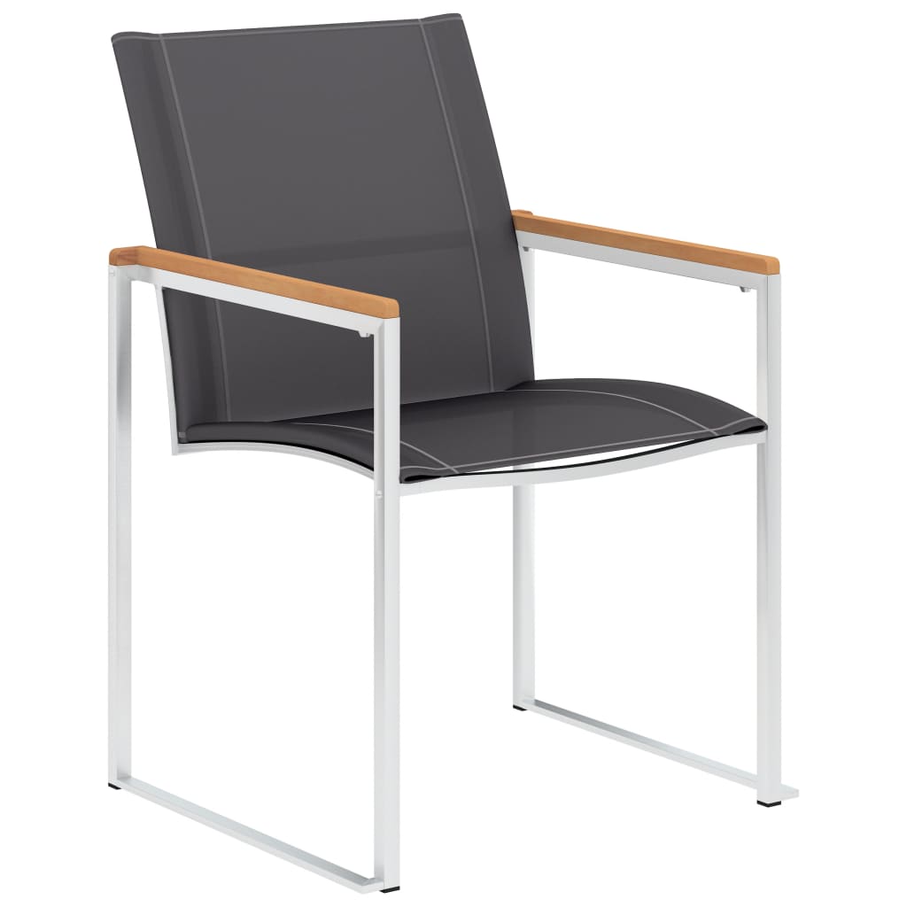 Tuinstoelen 2 st textileen en roestvrij staal grijs is nu te koop bij PeponiXL, paradijselijk wonen!