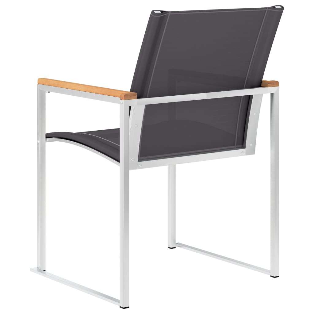 Tuinstoelen 2 st textileen en roestvrij staal grijs is nu te koop bij PeponiXL, paradijselijk wonen!