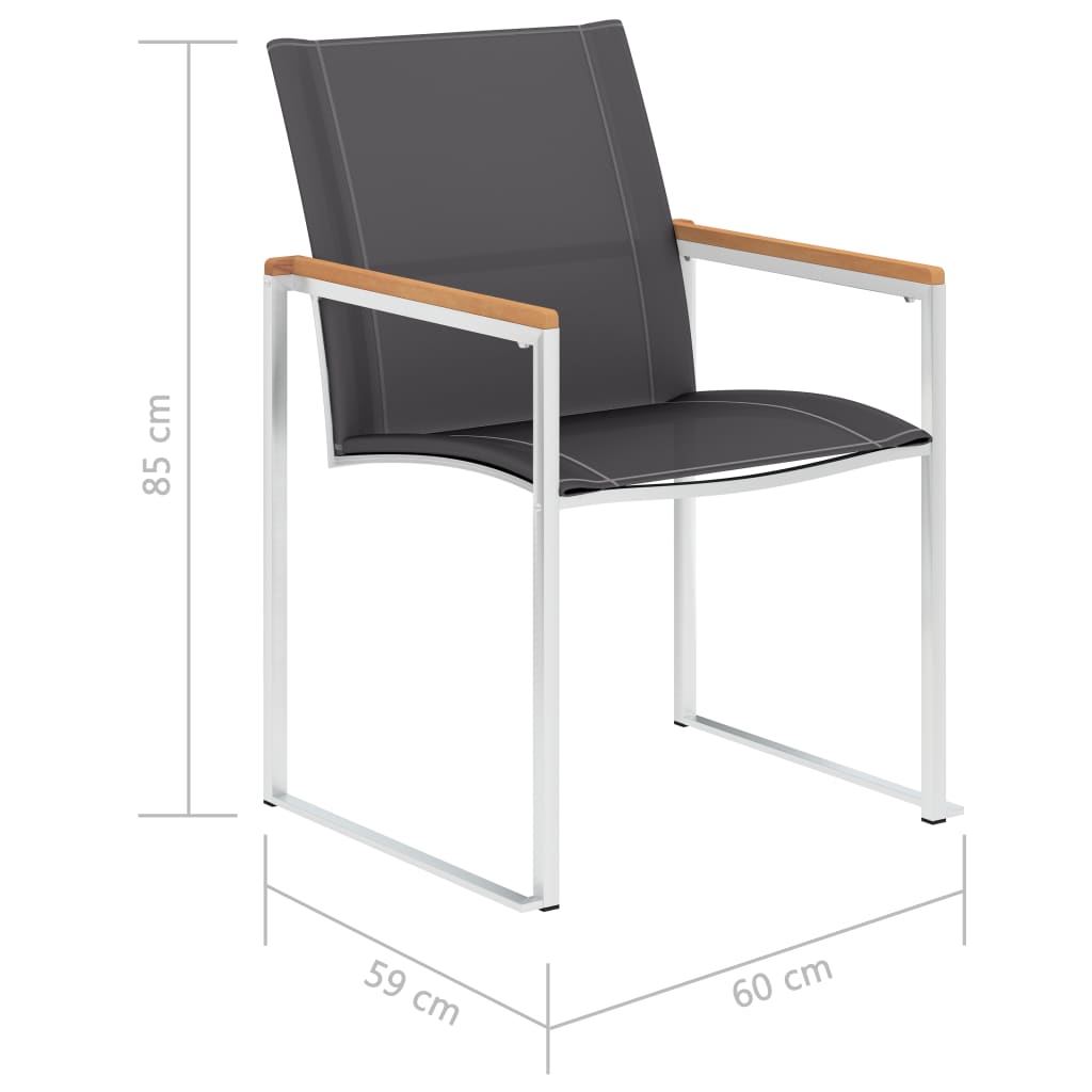 Tuinstoelen 2 st textileen en roestvrij staal grijs is nu te koop bij PeponiXL, paradijselijk wonen!