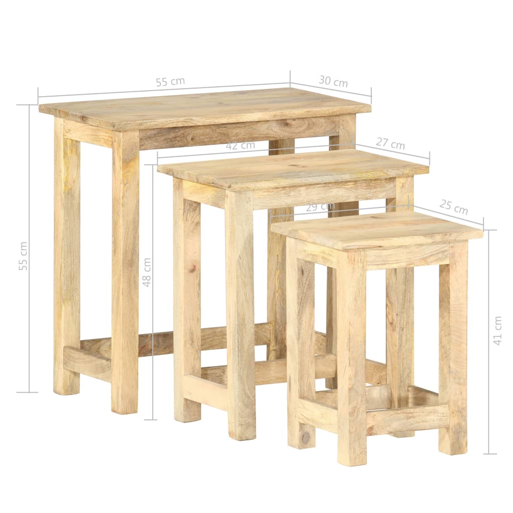 3-delige Tafeltjesset massief mangohout is nu te koop bij PeponiXL, paradijselijk wonen!