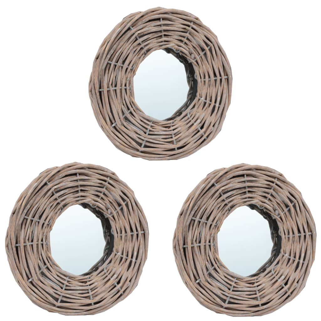 Spiegels 3 st 15 cm wicker