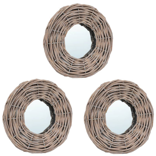 Spiegels 3 st 15 cm wicker is nu te koop bij PeponiXL, paradijselijk wonen!