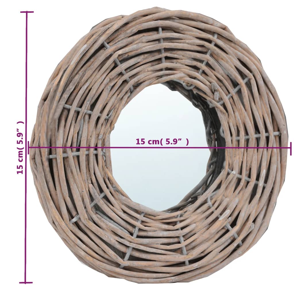 Spiegels 3 st 15 cm wicker