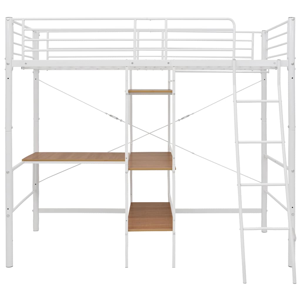 Stapelbedframe met tafel metaal wit 90x200 cm is nu te koop bij PeponiXL, paradijselijk wonen!