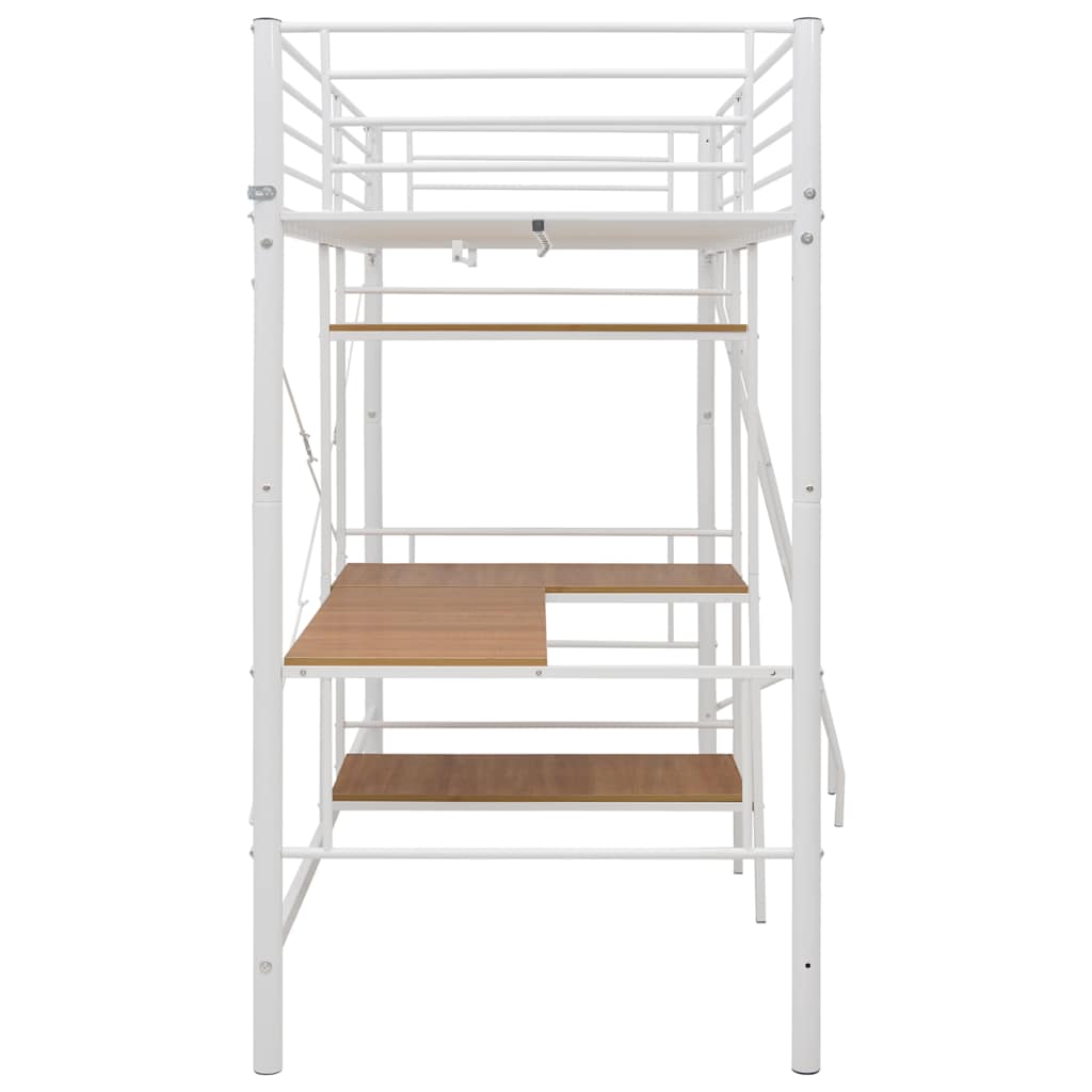 Stapelbedframe met tafel metaal wit 90x200 cm is nu te koop bij PeponiXL, paradijselijk wonen!
