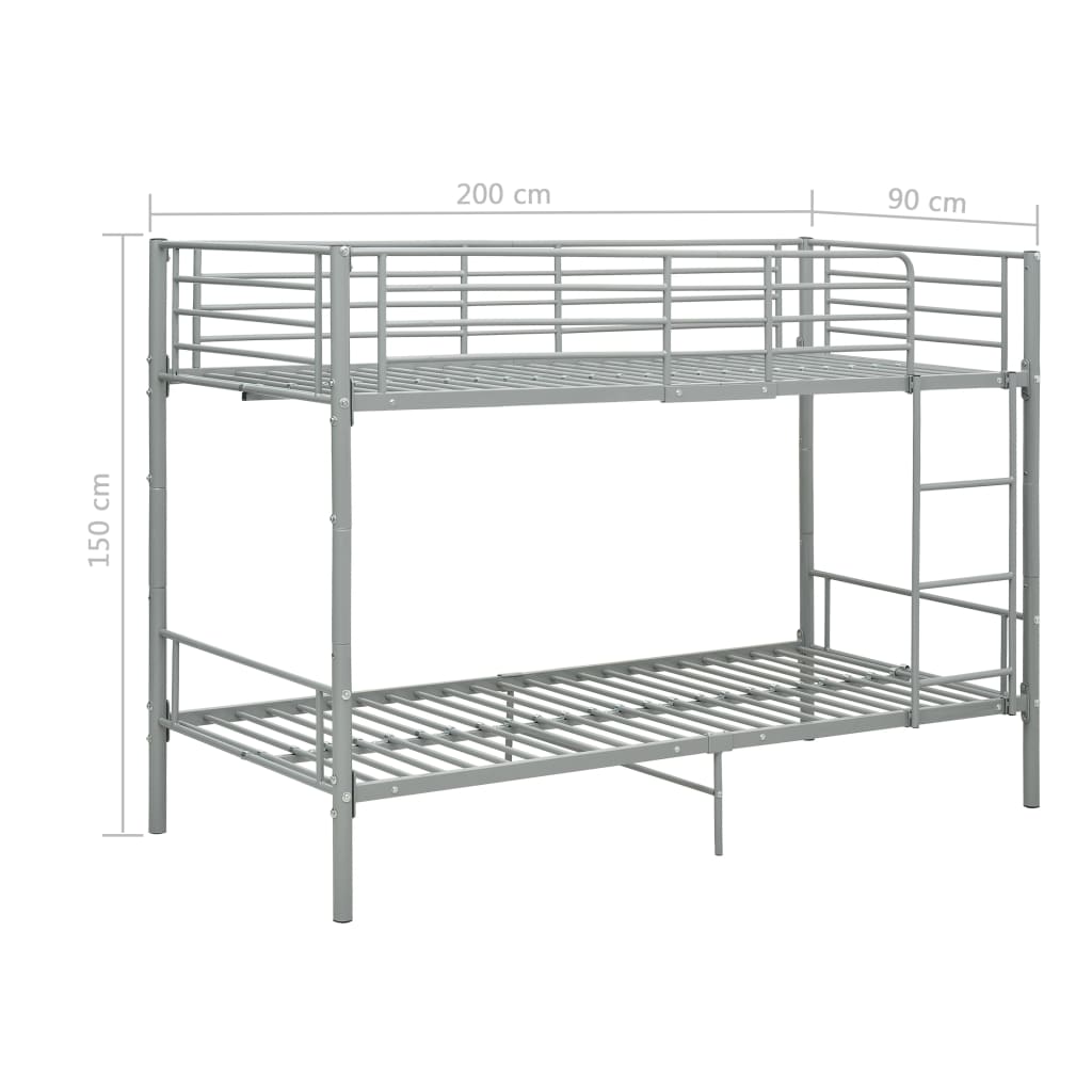Stapelbed metaal grijs 90x200 cm is nu te koop bij PeponiXL, paradijselijk wonen!