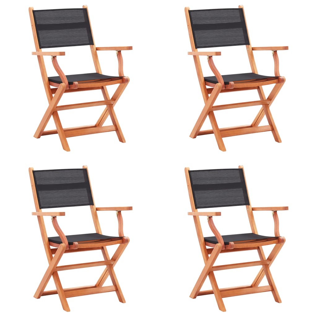 Tuinstoelen inklapbaar 4 st eucalyptushout en textileen zwart is nu te koop bij PeponiXL, paradijselijk wonen!