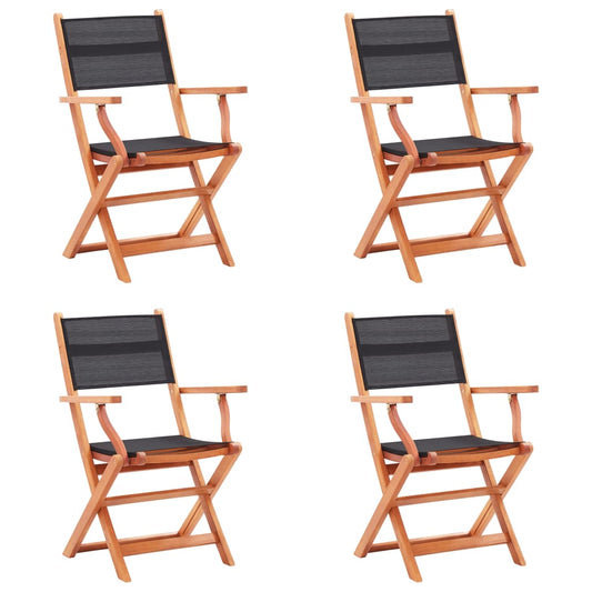 Tuinstoelen inklapbaar 4 st eucalyptushout en textileen zwart is nu te koop bij PeponiXL, paradijselijk wonen!