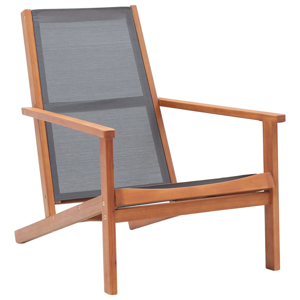Loungestoel massief eucalyptushout en textileen grijs is nu te koop bij PeponiXL, paradijselijk wonen!