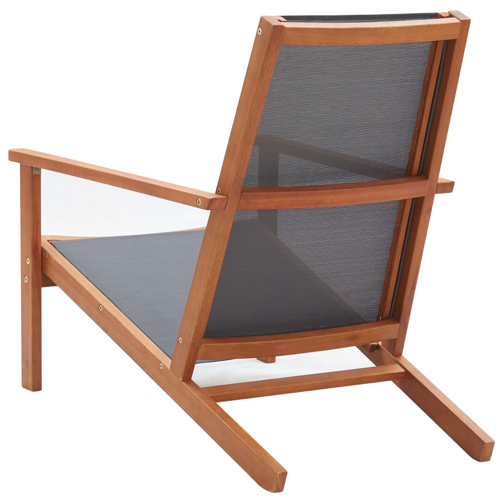 Loungestoel massief eucalyptushout en textileen grijs is nu te koop bij PeponiXL, paradijselijk wonen!