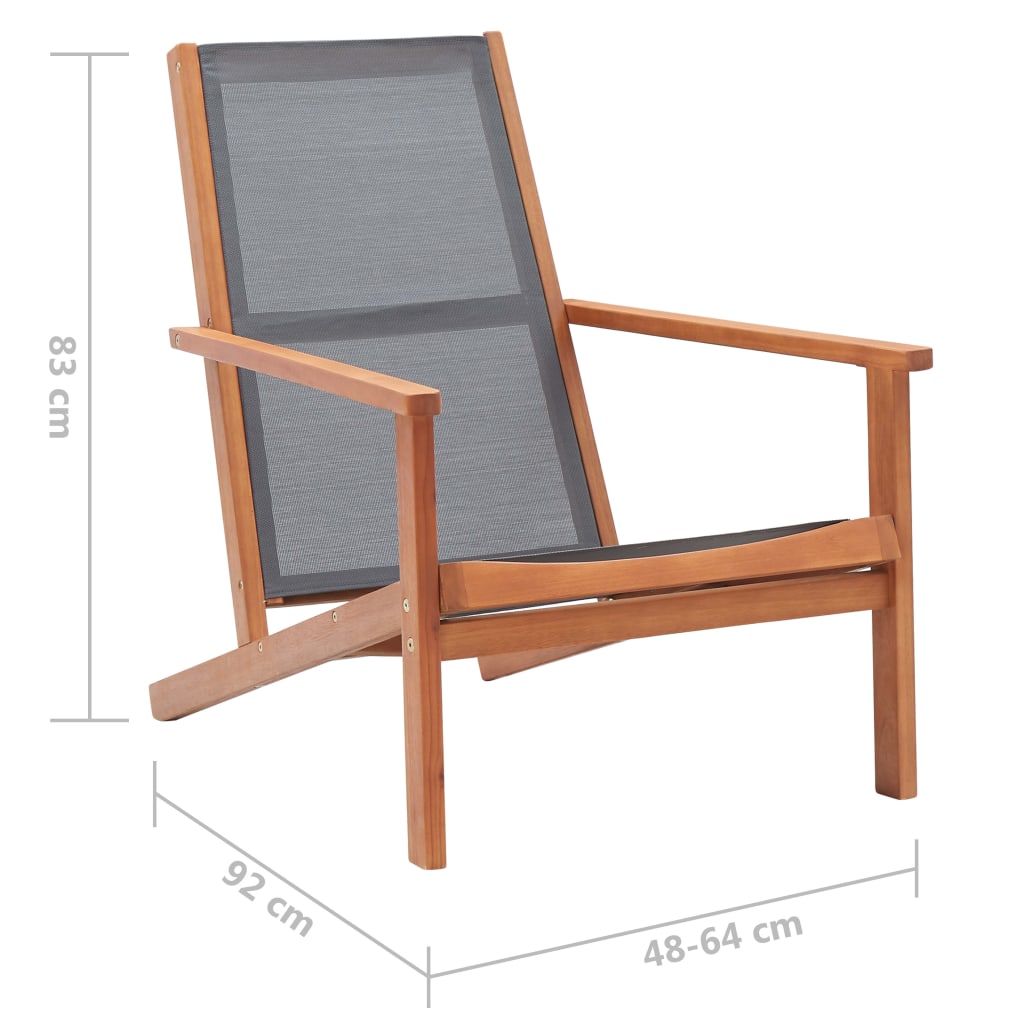 Loungestoel massief eucalyptushout en textileen grijs is nu te koop bij PeponiXL, paradijselijk wonen!