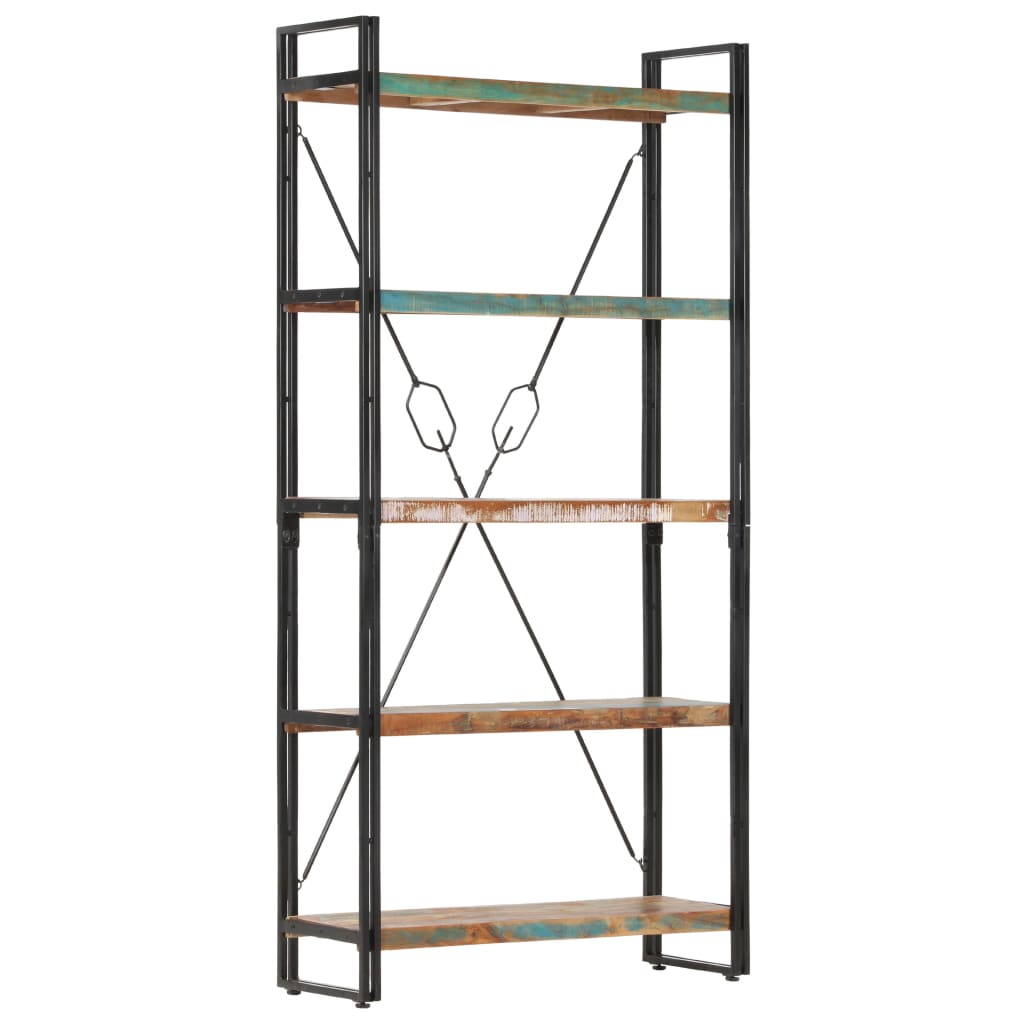 Boekenkast met 5 schappen 90x30x180 cm massief gerecycled hout is nu te koop bij PeponiXL, paradijselijk wonen!