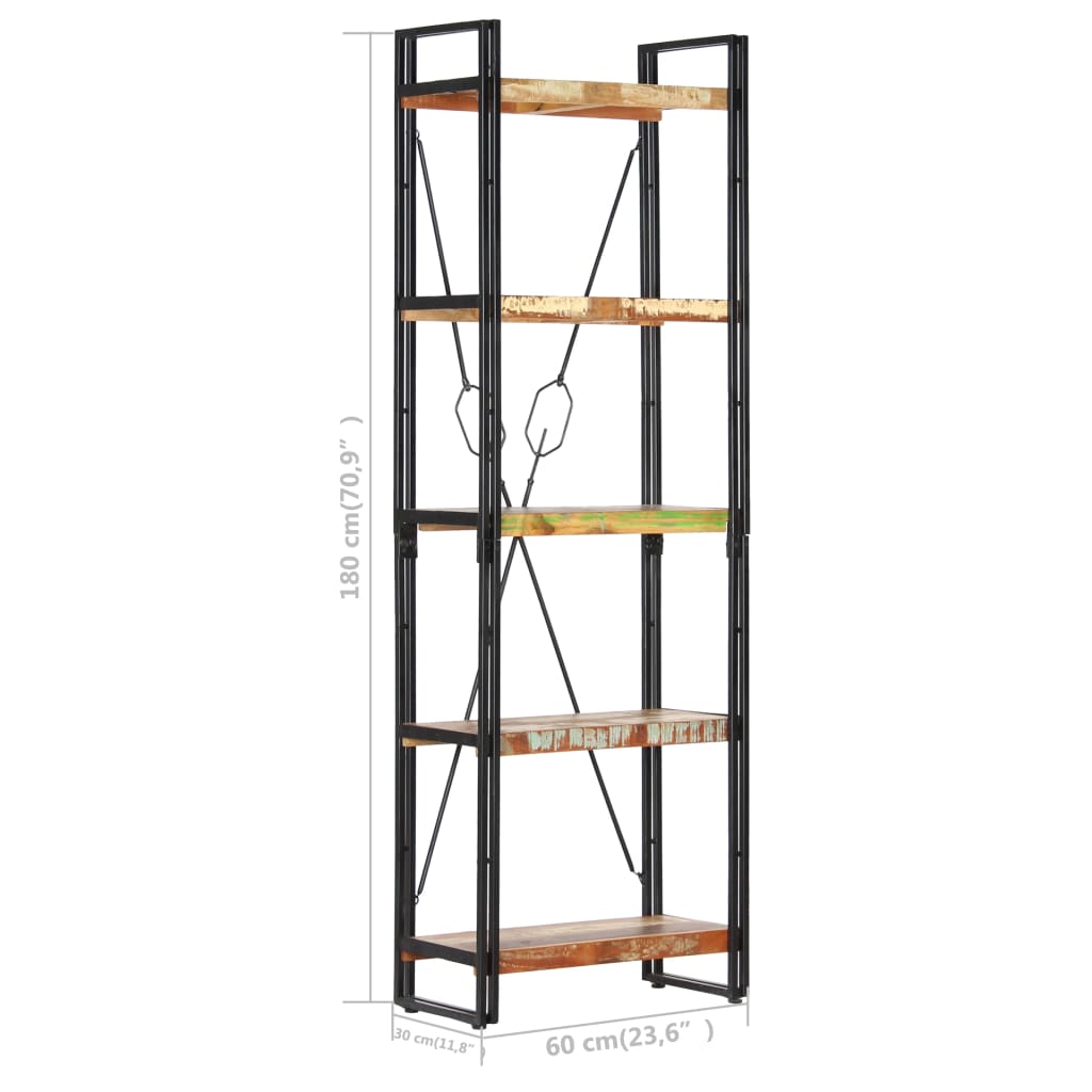 Boekenkast met 5 schappen 60x30x180 cm massief gerecycled hout is nu te koop bij PeponiXL, paradijselijk wonen!
