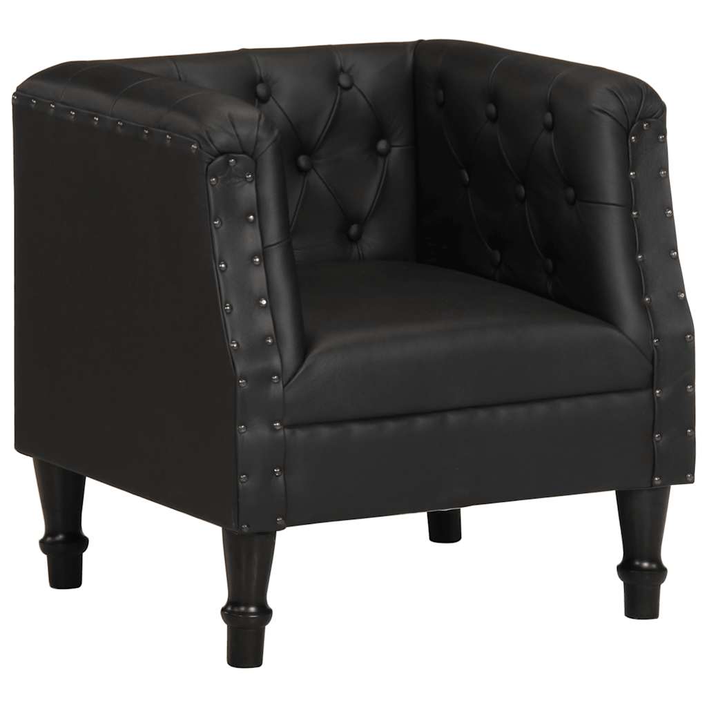 Fauteuil echt leer zwart is nu te koop bij PeponiXL, paradijselijk wonen!