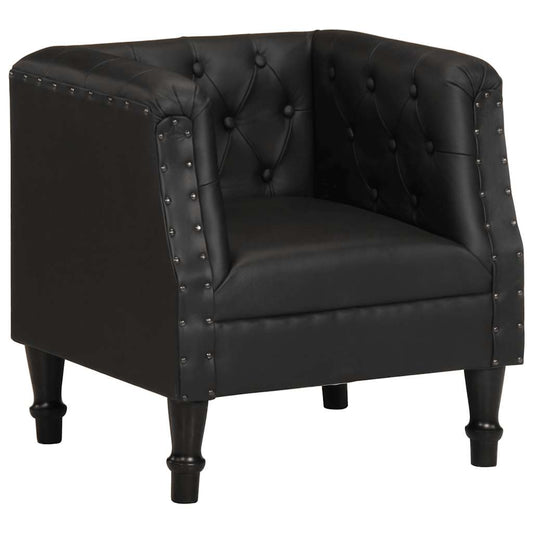 Fauteuil echt leer zwart is nu te koop bij PeponiXL, paradijselijk wonen!
