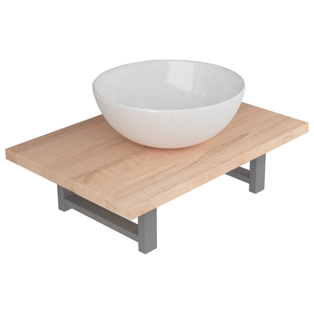 2-delige Badkamermeubelset keramiek eikenkleurig is nu te koop bij PeponiXL, paradijselijk wonen!