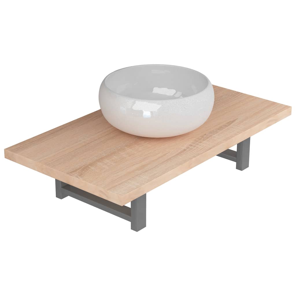 2-delige Badkamermeubelset keramiek eikenkleurig is nu te koop bij PeponiXL, paradijselijk wonen!